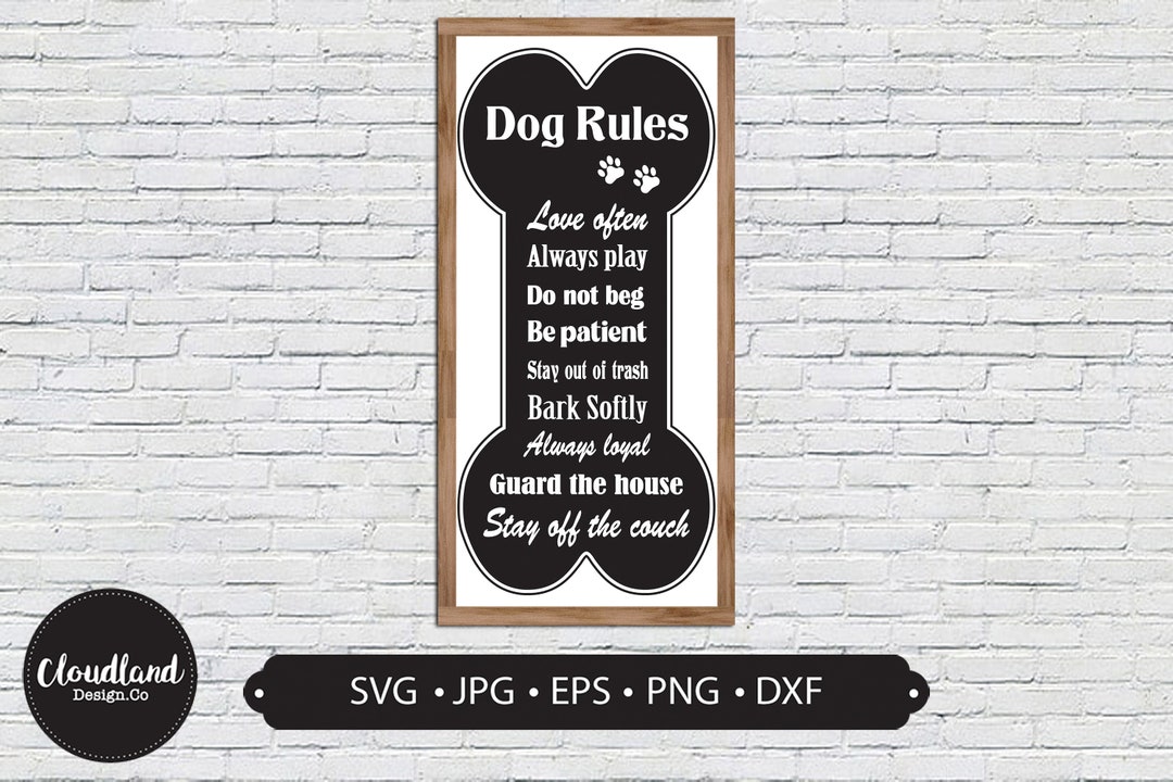 Dog Rules Wall Sign Dog Rules Art SVG Vintage Dog Rules Sign - Etsy