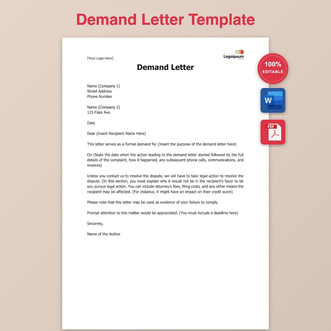 Demand Collection Demand Letter Template Download, Legal Collection Letter Word PDF ...