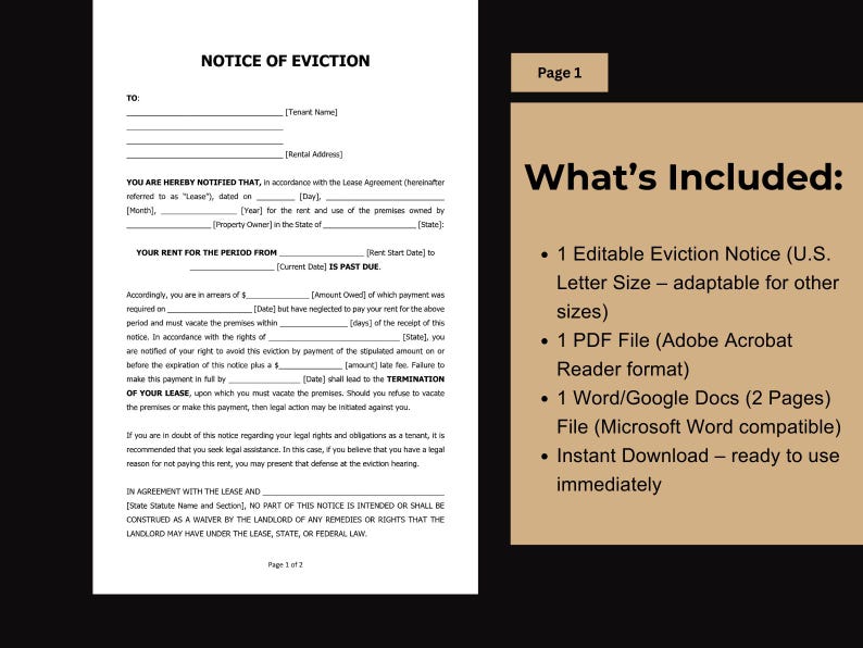Editable Eviction Notice, Printable Legal Eviction Notice, Eviction