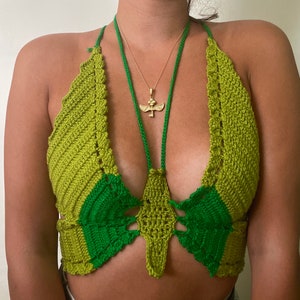 Crochet Butterfly Strappy Crop Top