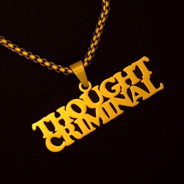 Thought Criminal Necklace | 1984 Political Dystopian Statement Jewellery | George Orwell Literary Pendant and Chain Gifts for Book Lovers