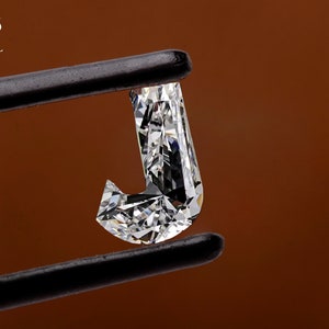 Diamante suelto cultivado en laboratorio con forma de letra J, diamante de talla brillante para anillo de compromiso, fabricación de joyas personalizadas, diamante con letra J para el amor