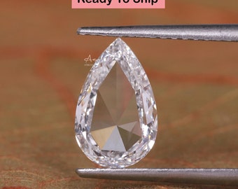 Diamante cultivado en laboratorio con talla pera rosa: forma de lágrima vintage para anillo.