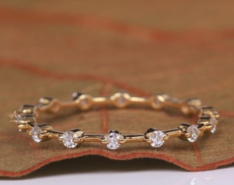 Floating Bubble Diamond Band, Lab Grown Diamond Full Eternity Band, Round cut Wedding Band, Stackable Matching Band, Comfort Fit Bridal Gift