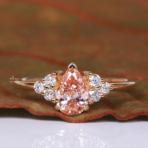 1 Carat Pear Orange Lab Grown Diamond Engagement Ring