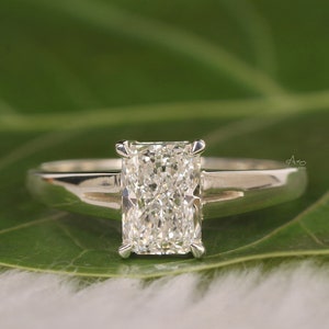 Radiant Cut Lab Grown Diamond Engagement Ring: White Gold Solitaire
