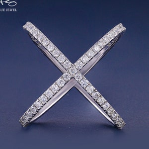 1.70 MM Criss Cross Round Diamond Band, Full Eternity Infinity Wedding Band, X Crossover Lab Grown Diamond Band, Anniversary/ wedding gifts