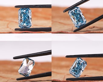 2.00ctラディアントカットブルーラボグロウンダイヤモンドリング ラディアントカットブルーラボグロウンダイヤモンド：鮮やかなブルー