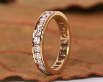 Channel Set Round Diamond Wedding Band, Lab Grown Diamond Eternity Band, Gift For Her, Diamond Band, Gift For Her, Birthday Gift For Her