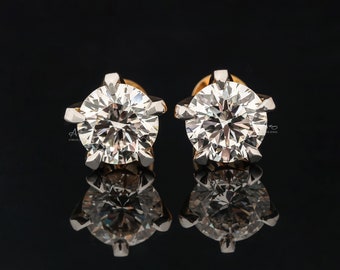 Pendientes de botón redondos de diamantes cultivados en laboratorio de 10.0 TW, pendientes de botón redondos de diamantes, regalo para mujer, pendientes de boda, regalo de aniversario para esposa, regalo de cumpleaños