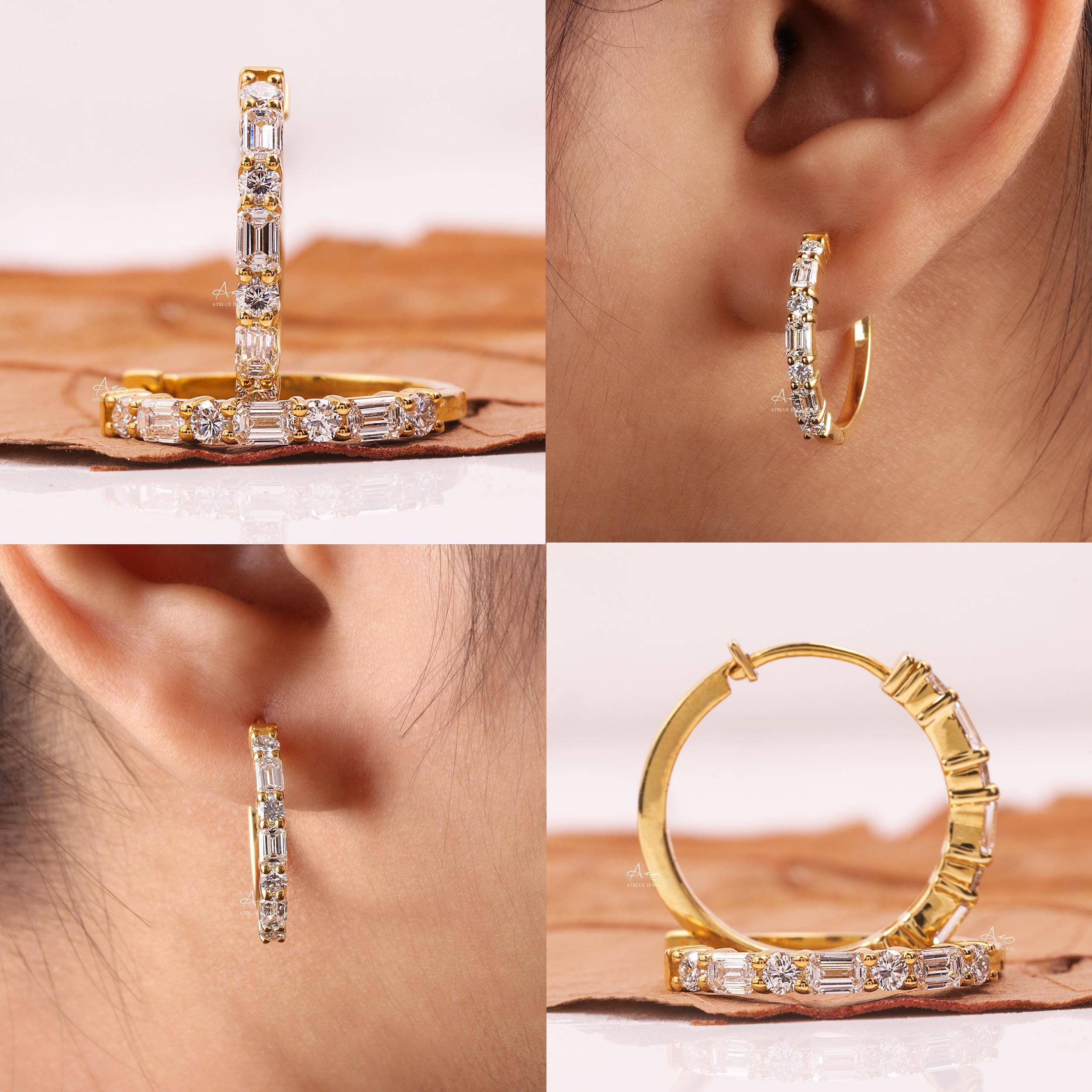 Orecchini A Cerchio Con Diamanti Di Laboratorio: Huggies Taglio Rotondo Da 1 Carato - Italia