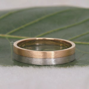 Two Tone Gold Wedding Band, Lab Grown Diamond Wedding Men's Band, Proposal Band For Him, Men's Gold Ring,Enagement Ring For Him,Gift For Him