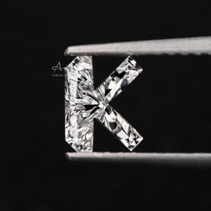 Diamante con forma de K cultivado en laboratorio HPHT para colgante, regalo para ella, diamante personalizado con la letra "K" para mujer, collar de regalo para ella