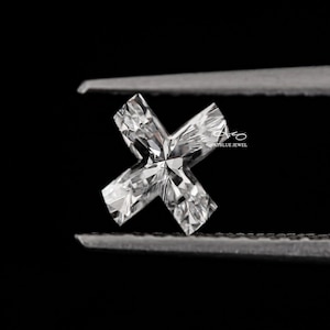Colgante de diamante cultivado en laboratorio con talla X, diamante con letra "X", regalo para él, diamante libre de conflictos, regalo de Navidad, diamante CVD de talla antigua