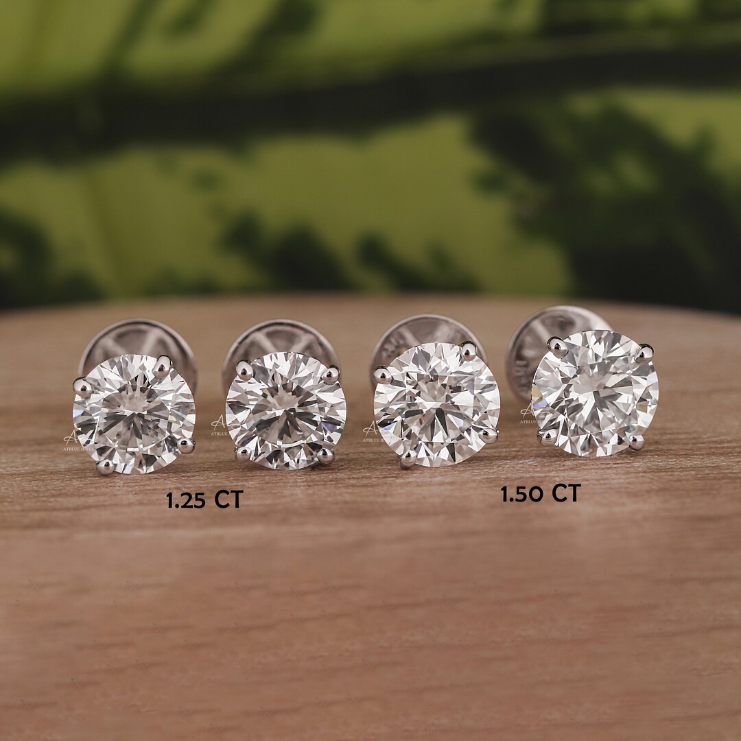 Eternity Strahlenkranz Ohrstecker, Im Labor Gezüchtete Diamanten 2 Ct Tw, Runde Form, 18K Weißgold