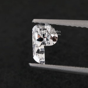 Diamante suelto cultivado en laboratorio con corte P, diamante con letras para hacer joyas con iniciales, diamante para anillo de compromiso, diamante de 1 quilate creado en laboratorio para ella