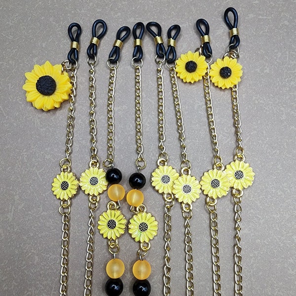 Sunflower Glasses Chain | Golden Glasses Chain | Golden Sunflower Glasses Chain | Gifts for Gardner | Flower Gifts | Sunflower Gift