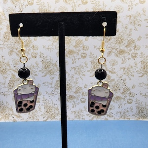 Cat Boba Tea Earrings | Cute Cat Earrings | Boba Tea Jewelry | Boba Tea Lover Gift | Cute Cat Earrings | Boba Tea Earrings