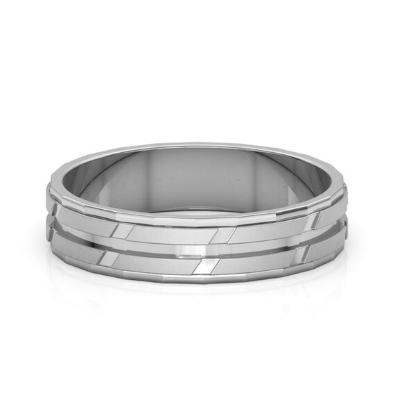 Plain White Gold or Silver Ring Band for Men Perfact Wedding Etsy