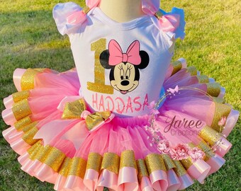 Minnie Denim Set - Minnie Jeans Set - Minnie Birthday Outfit - Minnie Ruffles for Socks (READ DETAILS)