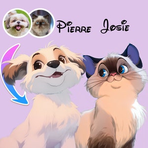 Custom Disney-Cartoon Pet Portrait | Personalized Portraits | Gifts for Birthday, Anniversary & More | Custom Pet Art | Digital and Prints