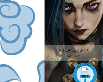 Jinx Arcane_Tattoos druckbar_ PDF-Dateimuster