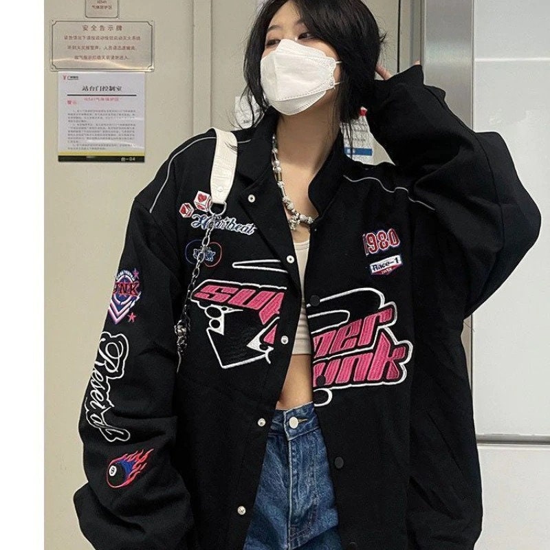 Gothic Punk Embroidery Sweatshirts Women Harajuku Zip up - Etsy