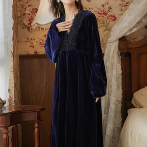 Women's Nightie Victorian Velvet French Nightdress V Neck - Etsy