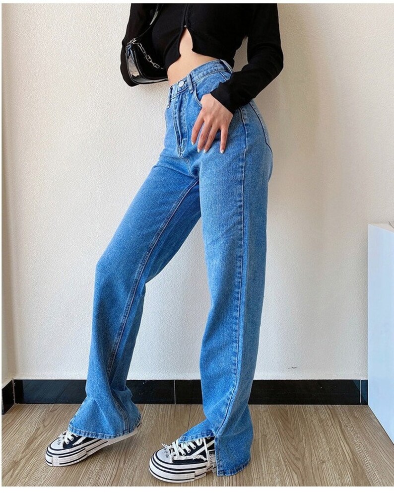 Y2K Baggy Jeans High Waist Wide Leg Flare Jeans Straight Leg Etsy