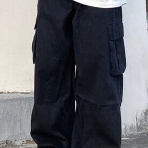 Men Khaki Front Detail Baggy Cargo Jeans