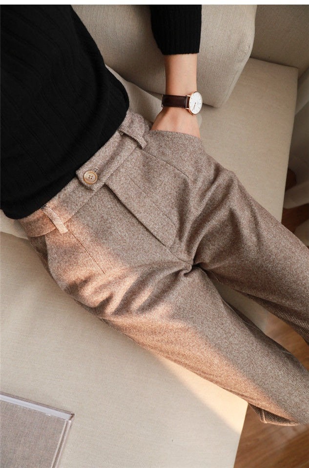 Autumn And Winter Thickening Casual Woolen Pants Women's New High Waist  Carrot Pants Loose Feet Harem Pants Ag1658 - Buy Women's Pants,Harem Pants