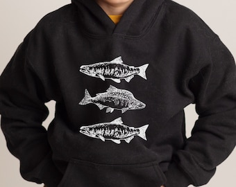 Fish hoodie kids, fishing gifts, kids fishing, gift for fisherman, fishing gear, nature lover gift, hiking camping hoodie, outdoors shirt