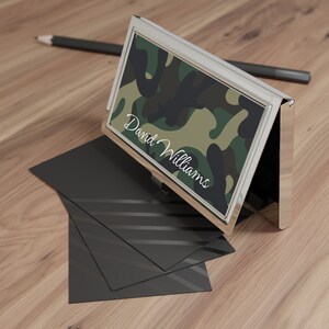 Porte-cartes de visite personnalisé, cadeau de plein air, cadeau imprimé camouflage pour homme, cadeau de carte de visite personnalisé pour homme, organisateur de porte-cartes de visite