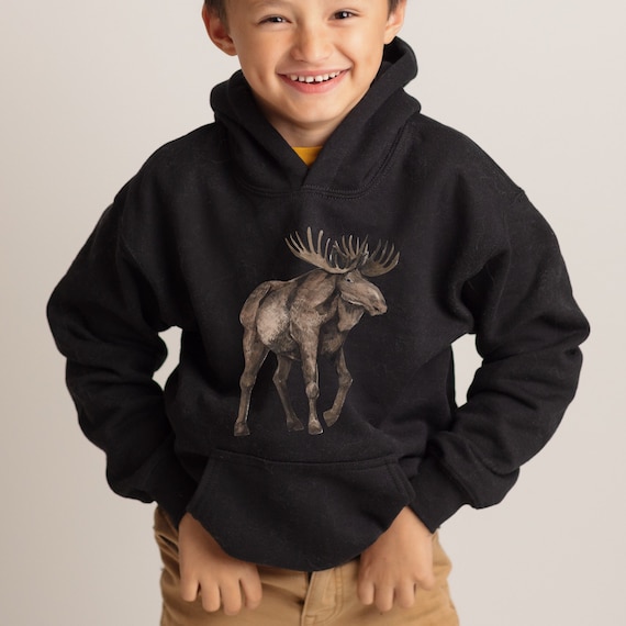 Moose Kids Hoodie, Hiking Gifts, Elk Hoodie, Camping Sweater