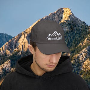 Mountains hat for men women embroidery hiking camping cap outdoorsy gifts for hiker dad hat gift for nature lover mountain claimer gift men