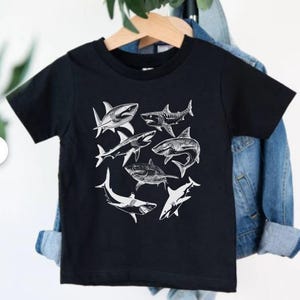 Shark shirt gift for kid marine animal tee ocean lover gift environmentalist shark lover outdoorsy tshirt for children shark theme kid gift