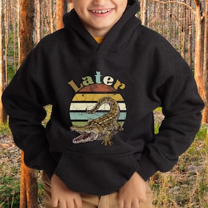 Retro everglades hoodie for kid alligater clothing outdoorsy gifts for youth vintage kid camping and hiking sweatshirt animal lover toddler