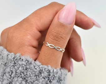 Sterling Silver Wavy Ring, Women's Band, 925 Stamped, Thumb Ring, Bohemian Boho Jewelry, Non Tarnish Ring, Gift for women