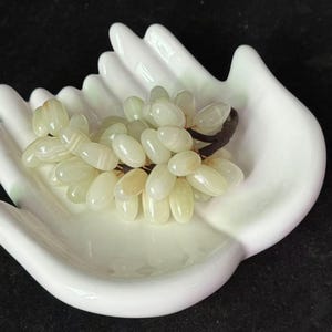 White Ceramic Hand Shaped Key Bowl, Ring Dish Pot, Crystal Holder Display, Air Plant Holder Hand Planter, Giving Hands Sculpture Decor Dish