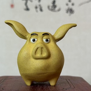 Yixing zisha Purple Clay Tea Pet Cute pig,Tea Pet pig , pig lover gift, Chinese Zodiac pig animal, tea pet teapot creative table decor Decor