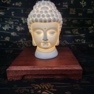 Ceramic Buddha Head LED Lamp, Meditation Light, Night Light, Spiritual Gift, Gautama Buddha Head, Gift for Spiritual Seekers,  for Indoor m1