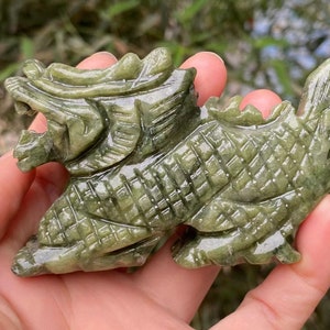 Natural Carved Green Jade Dragon Fengshui Figure Statue Sculpture, Mini  Hand Carved Jadeite Sculpted Dragon Dragons Loong Statue  ornaments