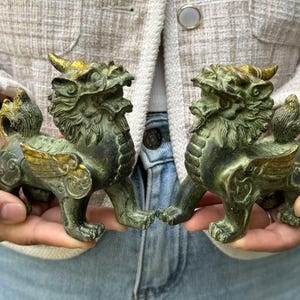 Pair Feng Shui Pi Yao/Pi Xiu for Wealth Good Luck Figurine,beasts  Collectible Qilin qi lin, Copper brave troops, shop opening gifts Pixiu