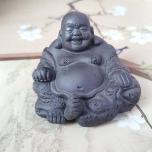Ceramics Maitreya Buddha Statue Pottery and porcelain Idol Decorative Figurine Praying Meditation Buda Figure Little Monk Figurine Baby Bud.
