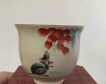 Exquisite Ceramics mouse Pottery Tea Cup, Wine Cup Shot glasses tea bowl Porcelain cup Stoneware kungfu tea cups offee Mug Hand Painted .