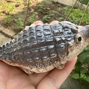 Lovely big Chubby Crocodile Ceramic Sculpture for Tea Lovers and Animal Enthusiasts  Alligator Baby Figurine Animal Statue Ornament ,tea pet