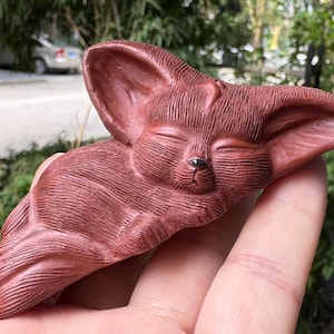 Yixing zisha Purple Clay Tea Pet Cute fox, zisha purple clay  fox statue animal, tea pet teapot creative Kungfu Tea Tray table decor ASW353