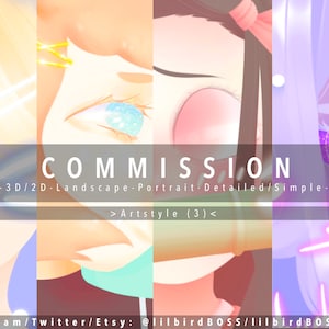 Commission (3) - Anime | VTuber | PNGTuber | Semi Realism | Cute | Portrait | Pfp | Banner | Twitch | YouTube