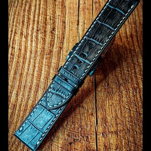 Embossed Crocodile Alligator Leather Watch Strap / Custom Leather Watch Band / Handmade Genuine Leather Watchbands / Bespoke Watch Strap image 6
