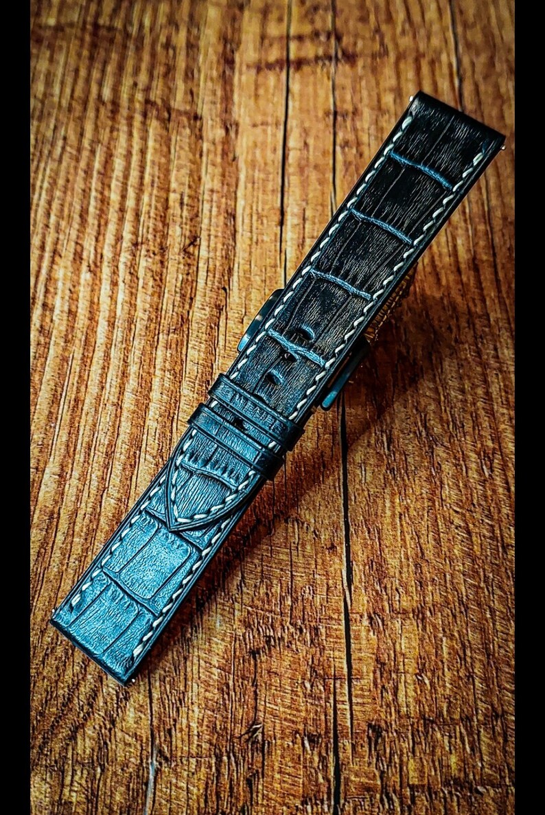 Embossed Crocodile Alligator Leather Watch Strap / Custom Leather Watch Band / Handmade Genuine Leather Watchbands / Bespoke Watch Strap image 6
